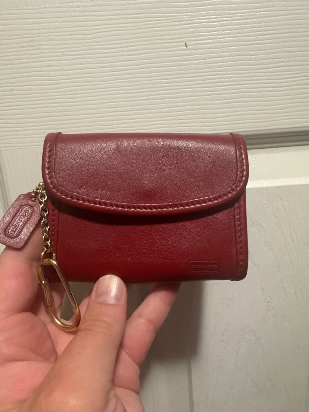 Coach Red Leather Key Pouch with Gold Hardware - Picture 4 of 9